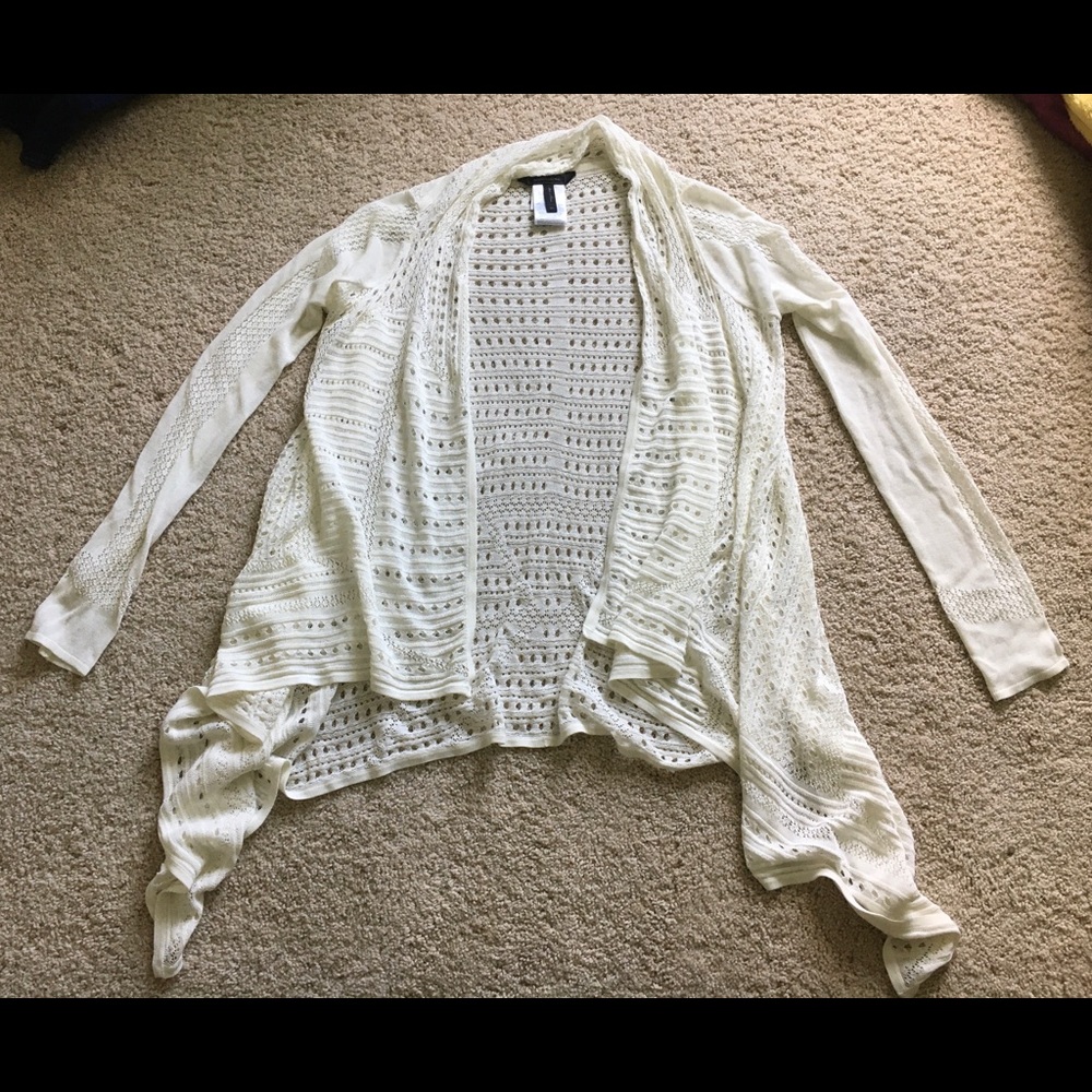 BCBG Maxazria White Cardigan Knitted Sweater